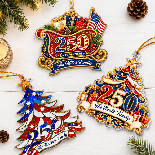 America 250Th Gift For Mom, Dad, Family - Personalized Ornament