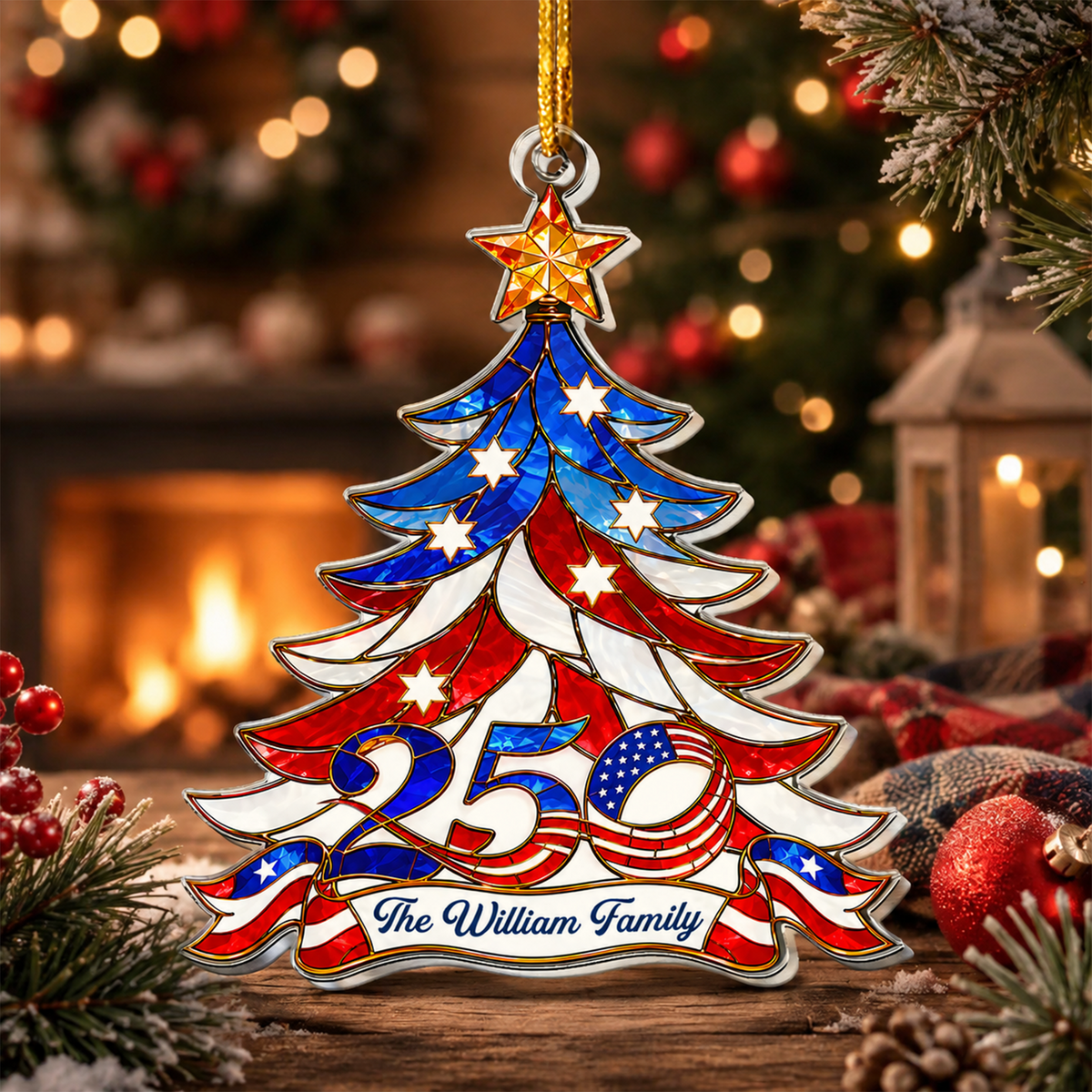 America 250Th Gift For Mom, Dad, Family - Personalized Ornament