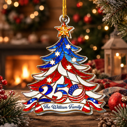 America 250Th Gift For Mom, Dad, Family - Personalized Ornament