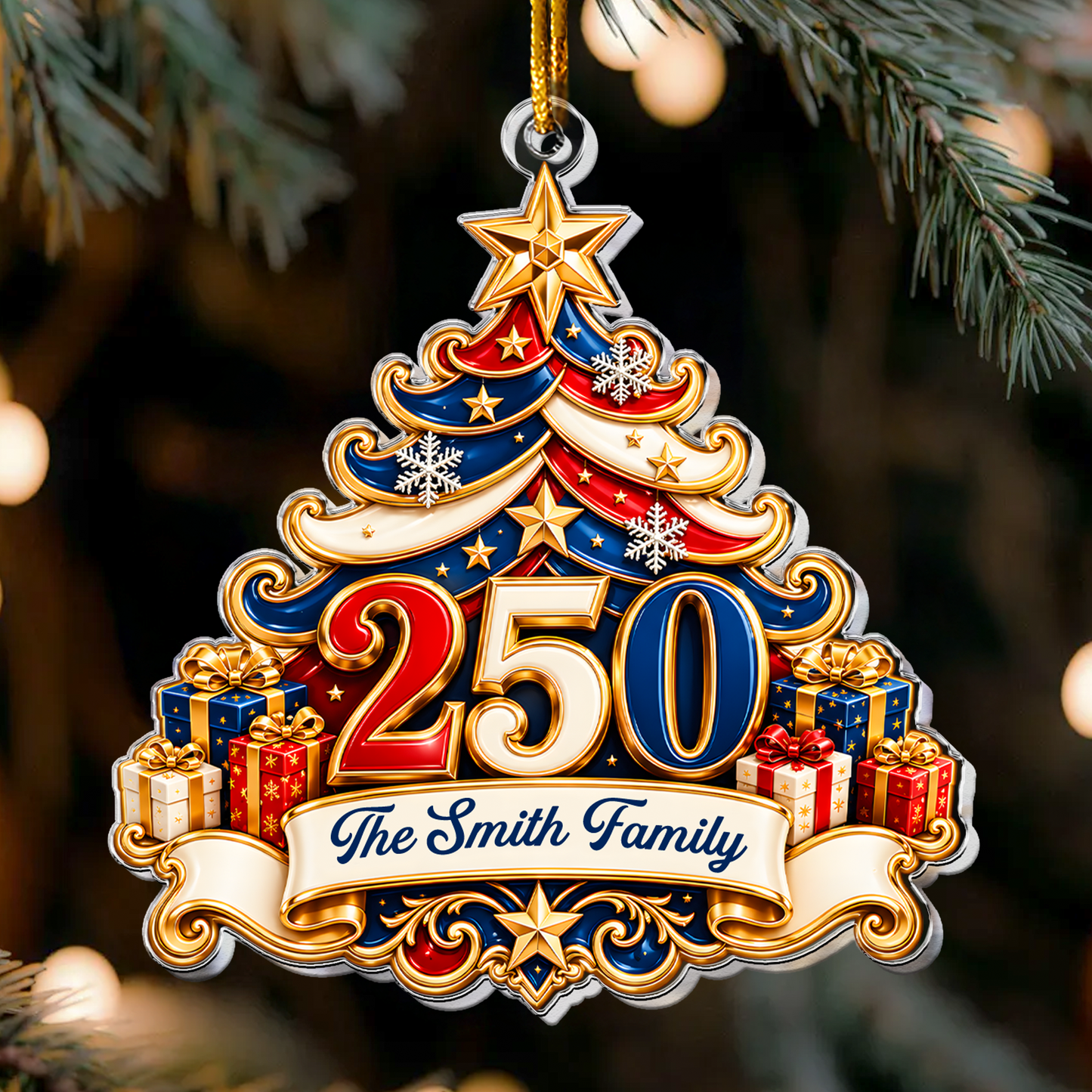 America 250Th Gift For Mom, Dad, Family - Personalized Ornament