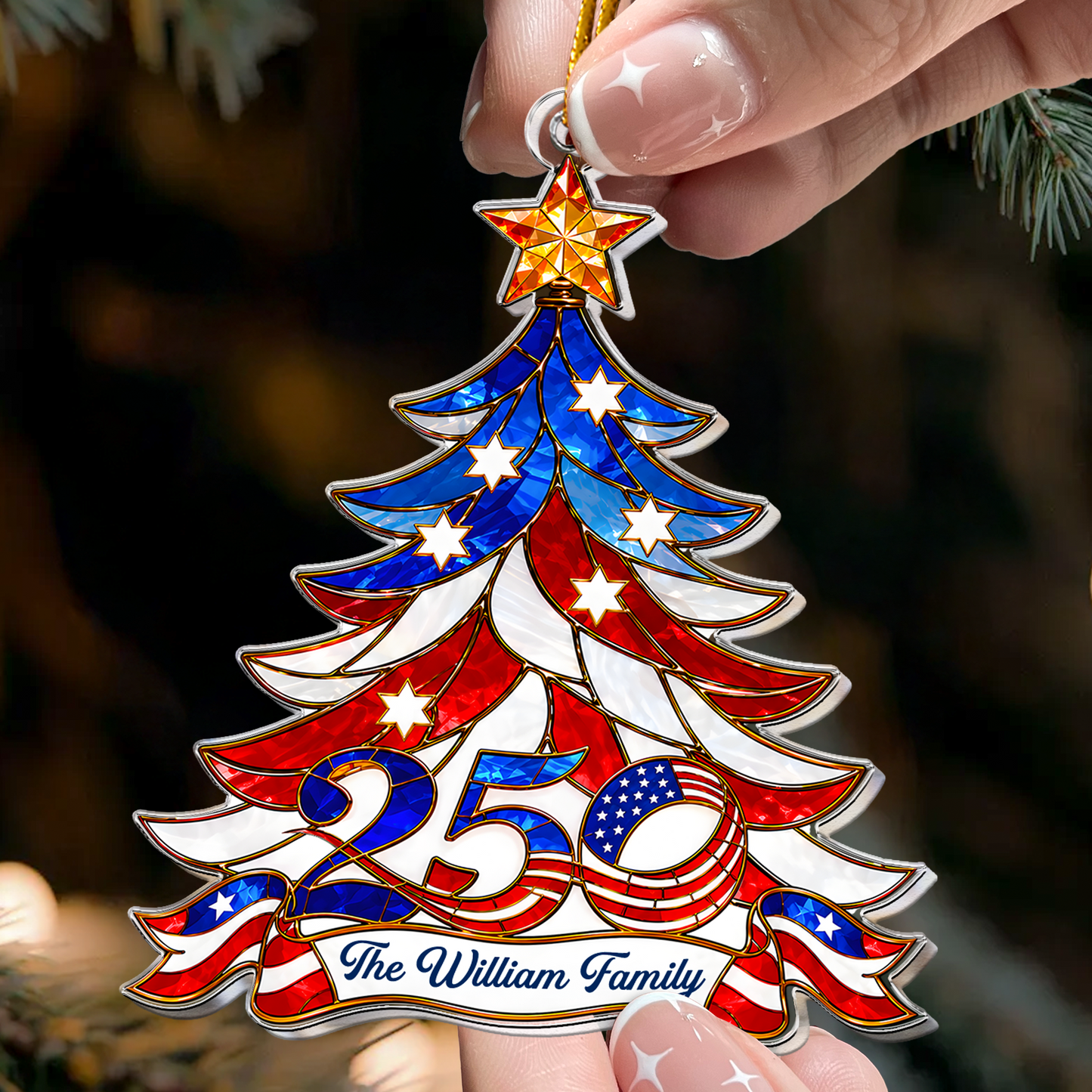 America 250Th Gift For Mom, Dad, Family - Personalized Ornament