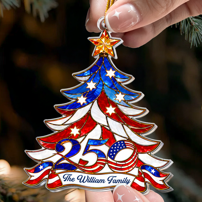 America 250Th Gift For Mom, Dad, Family - Personalized Ornament