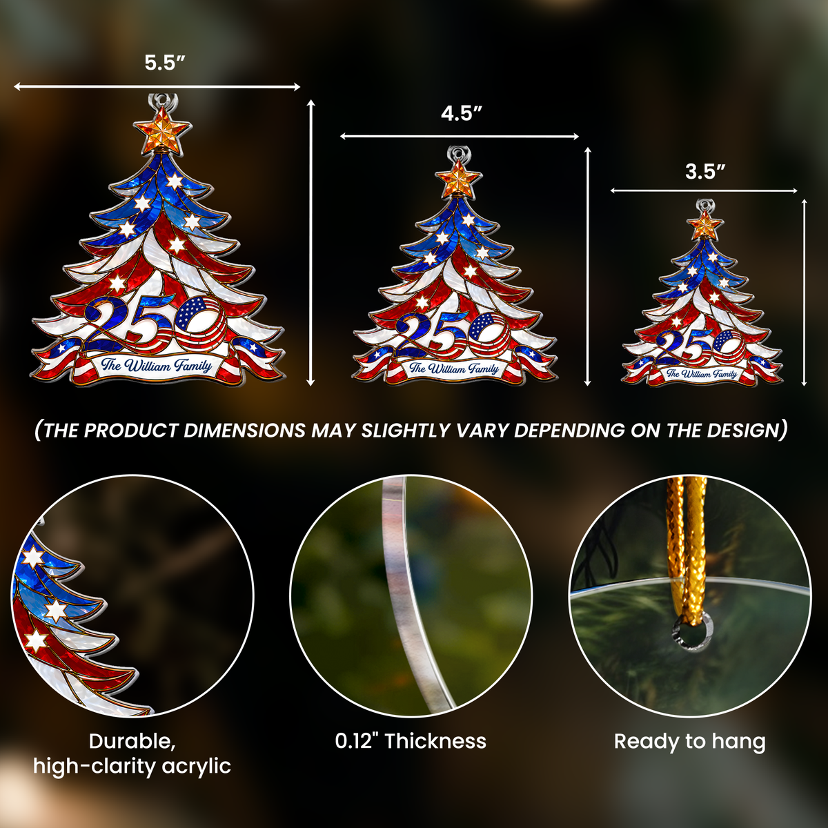 America 250Th Gift For Mom, Dad, Family - Personalized Ornament