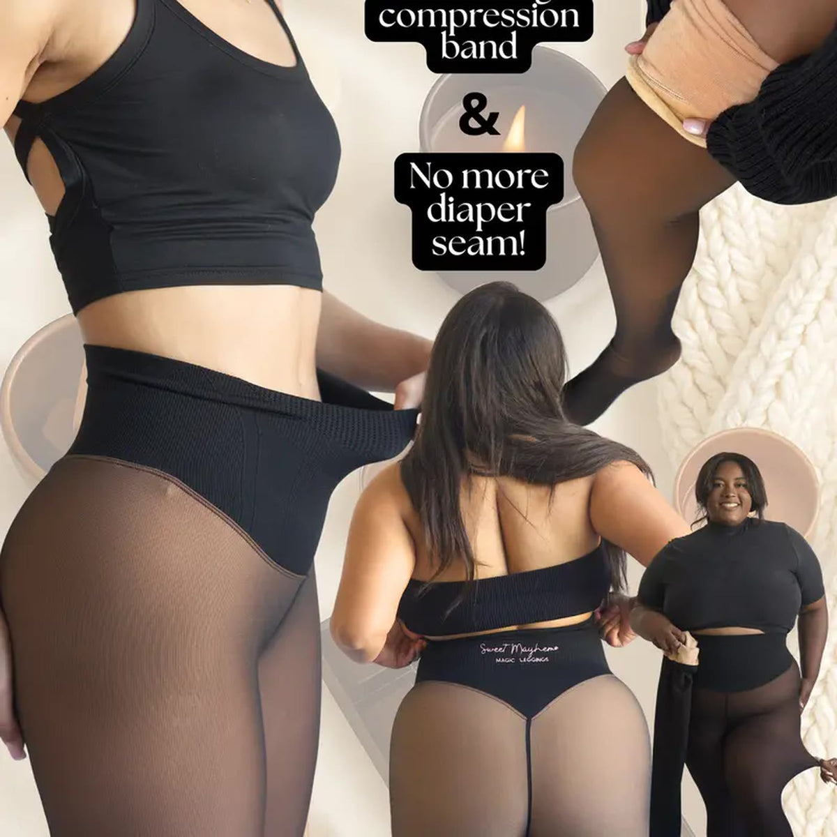 Magic Skin fleece-lined tights on models of different body types