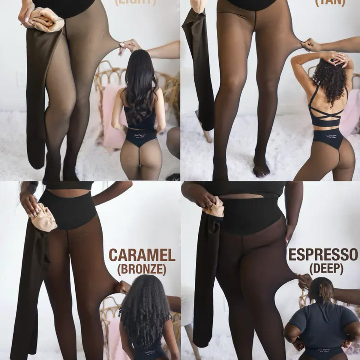 The four shades compared side by side